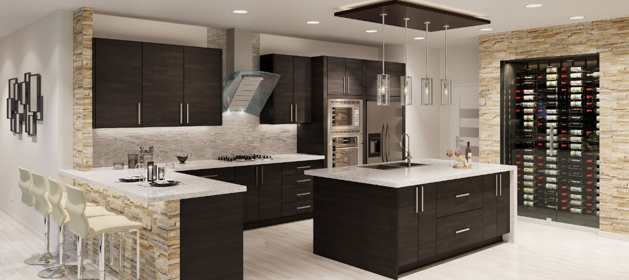 Stockholm Dark Wood Kitchen Cabinets