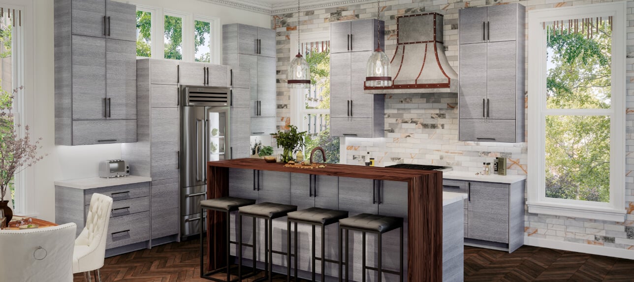 Parisian Gray Wood Kitchen Cabinets
