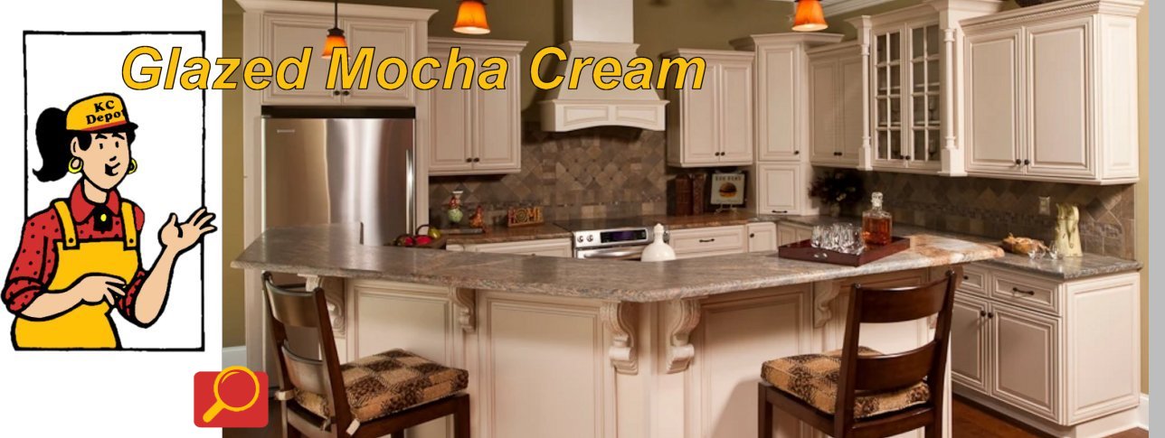 Cream Kitchen Cabinets With Mocha Glaze, Cream Colored Glazed Kitchen Cabinets