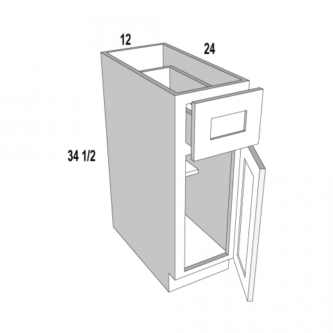 B12 - Timeless White - Base Cabinet - 12"W x 34-1/2"H x 24"D -1D-1DR-1S