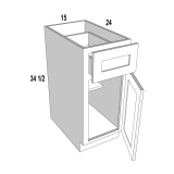 B15 - Stellar White - Base Cabinet - 15"W x 34-1/2"H x 24"D -1D-1DR-1S