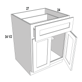 B27 - Moonlit Mist - Base Cabinet - 27"W x 34-1/2"H x 24"D -2D-1DR-1S