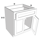 B30S - Feather Gray - Base Cabinet - 30"W x 34-1/2"H x 24"D -2D-1DR-1S