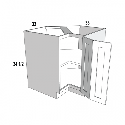 BER33 - Slim Shaker White  - Base Easy Reach Cabinet - 33''W x 34-1/2''H x 24''D -1D-1S