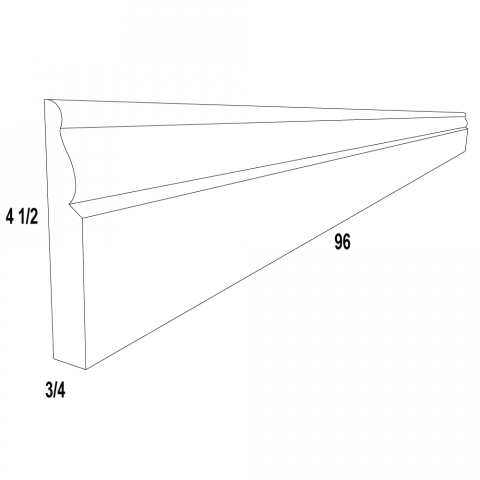 BM8 - Caspian Shaker - Base Board Molding  - 4 1/2"W x 3/4"H x 96"L