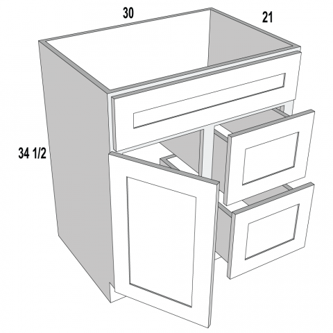 Vanity 30Wx34-1/2H Doors Left 2 Drw Blanco Modern