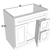 Vanity 36Wx34-1/2H Doors Left 2 Drw Chocolate Merlot