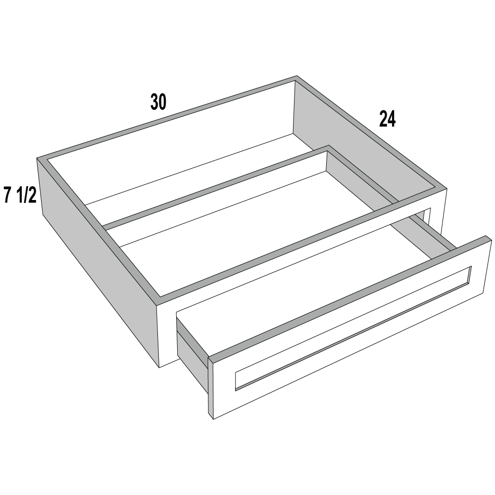 Knee Drawer 30Wx7 1/2Hx21D Espresso Shaker RTA Kitchen