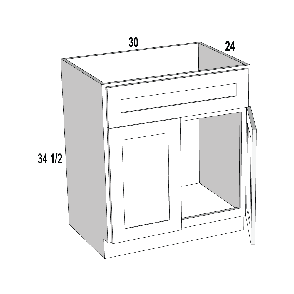 Kitchen Sink Base Cabinet | Unfinished Poplar | Shaker Style | 33 in