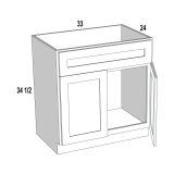 SB33 - Moonlit Mist - Sink Base Cabinet - 33"W x 34-1/2"H x 24"D -2D-2FDR