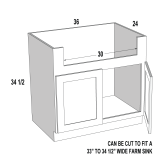 Farm Sink Base 36Wx34 1/2H x24D Espresso Shaker
