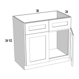 SB36 - Stellar White - Sink Base Cabinet - 36"W x 34-1/2"H x 24"D -2D-2FDR