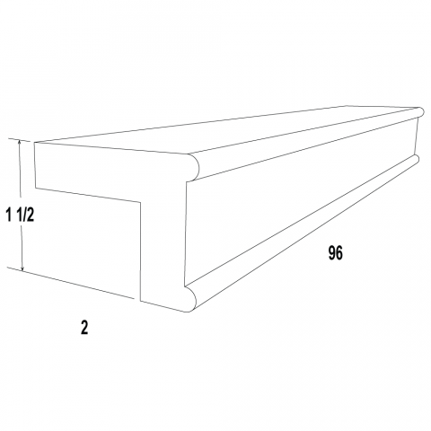 TLR8-1 - Alabaster Cream - Light Rail Molding - 1-1/2"W x 2"H x 96"L