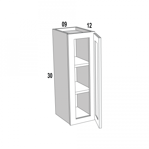 W0930 - White Shaker - Wall Cabinet - 9"W x 30"H x 12"D - 1D-2S