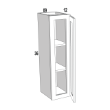 W0936 - Moonlit Mist - Single Door Wall Cabinet - 9W" x 36"H x 12"D - 1D-2S