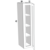 W0942 - Moonlit Mist - Single Door Wall Cabinet - 9"W x 42"H x 12"D -1D-3S
