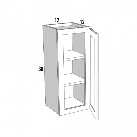 W1230 - White Shaker - Wall Cabinet - 12"W x 30"H x 12"D -1D-2S