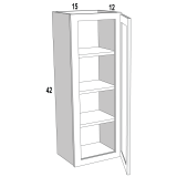 W1542 - Moonlit Mist - Wall Single Door Cabinet - 15"W x 42"H x 12"D -1D-3S