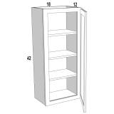 W1842 - Moonlit Mist - Single Door Wall Cabinet - 18"W x 42"H x 12"D -1D-3S