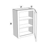 W2130 - Moonlit Mist - Single Door Wall Cabinet - 21"W x 30"H x 12"D - 1D-2S