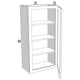 W2142 - Moonlit Mist - Single Door Wall Cabinet - 21"W x 42"H x 12"D -1D-3S