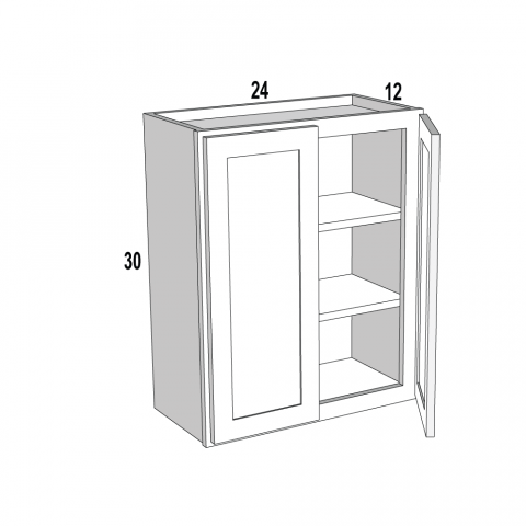 W2430 - White Shaker - Wall Cabinet - 24"W x 30"H x 12"D -2D-2S