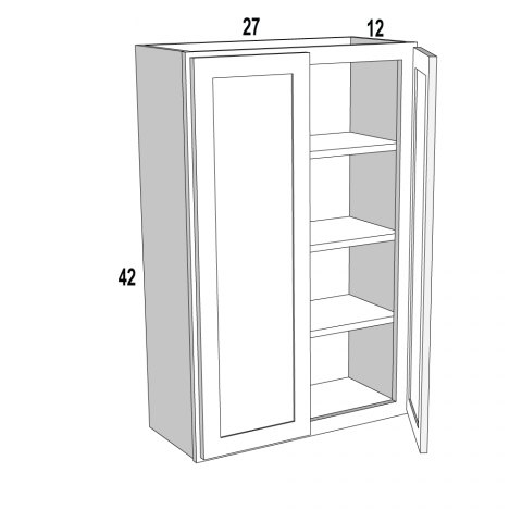 W2742 - Warm Toffee - Double Door Wall Cabinet - 27"W x 42"H x 12"D -2D-2