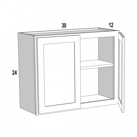 W3024 - Alabaster Cream - Wall Bridge Cabinet - 30"W x 24"H x 12"D -2D-1S