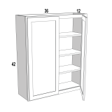 W3642 - Moonlit Mist - Double Door Wall Cabinet - 36"W x 42"H x 12"D -2D-3S