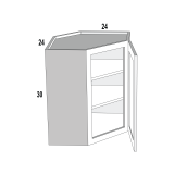 DCW2430 - Moonlit Mist - Wall Diagonal Corner Cabinet - 24"W x 30"H x 12"D -1D-2S
