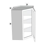 DCW2436 - Moonlit Mist - Wall Diagonal Corner Cabinet - 24"W x 36"H x 12"D -1D-2S