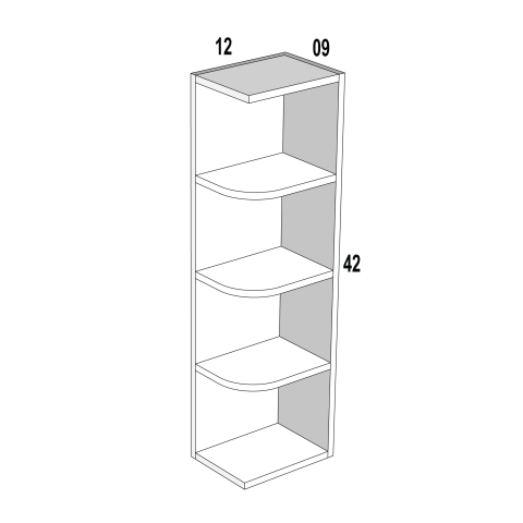 Reversible Wall End 4-Shelf 9Wx42Hx12D Glazed Pearl
