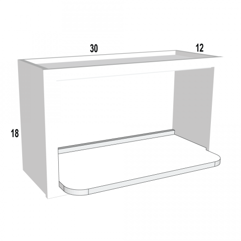 WMSSHELF - White Shaker - Wall Microwave Shelf - 26-1/2"W x 3/4"H x 17"D