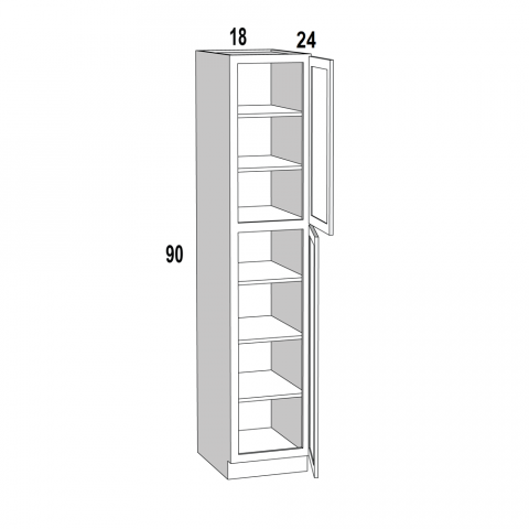 WP1890 - Chocolate Merlot - Single Door Tall Pantry Cabinet with 6 Shelves - 18"W x 90"H x 24"D