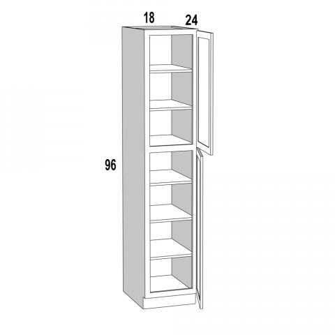 WP1896 - Caspian Shaker - Tall Pantry Cabinet - 18Wx96Hx24D