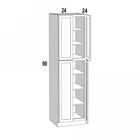 U249024 - White Shaker - Utility Cabinet - 24"W x 90"H x 24"D -4D-5S