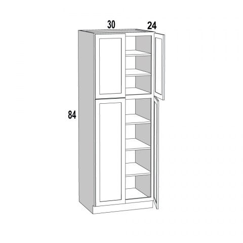 WP3084 - Chocolate Merlot - Double Door Tall Pantry Cabinet with 6 Shelves - 30"W x 84"H x 24"D