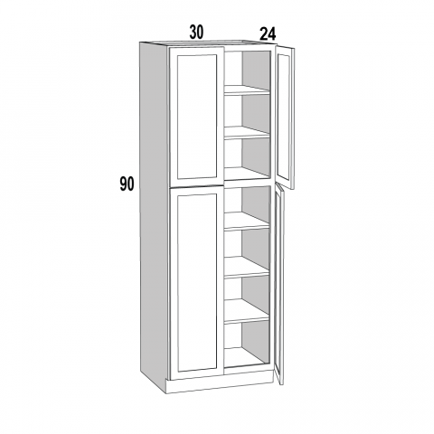 WP3090 - Blanco Modern - Tall Pantry Cabinet - 30Wx90Hx24D