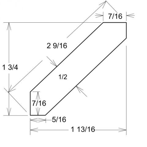 Angle Crown Molding 1-3/4Dx1-3/4Wx96L Antique Shaker