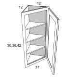 AW1242 - Stellar White - Angle Wall Cabinet - 12"W x 42"H x 12"D -1D-3S -1D-3S