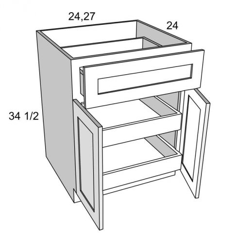 B272RS - Antique Shaker - Two Rollout Shelf Base Cabinet Kit - 27"W x 34-1/2"H x 24"D -2D-1DR-2RSA