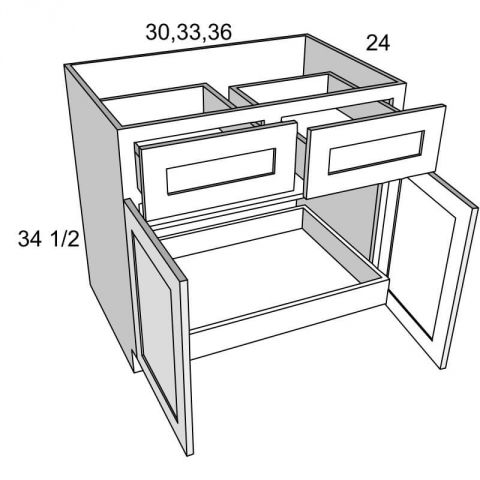 B301RS - Heirloom Antique - One Rollout Shelf Base Cabinet Kit - 30"W x 34-1/2"H x 24"D -2D-2DR-1RSA