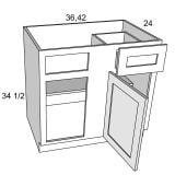 BBC42 - Stellar White - Blind Base Corner Cabinet - 39"W x 34-1/2"H x 24"D -1D-1DR-1S