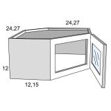 DCW2412GD - Moonlit Mist - Glass Ready Door Diagonal Corner Wall Stacker Cabinets with Finished Inte