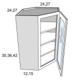 Wall Diag Corner Glass Ready 24Wx12Dx30H Cocoa Glaze