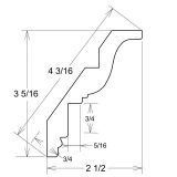 ICM - Cocoa Glaze - Inset Crown Moulding - 96"W x 3-5/16"H x 2-1/2"D