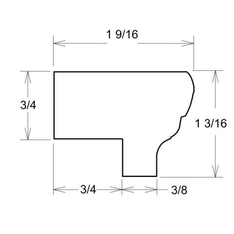 LRM - White Shaker - Light Rail Molding 1-3/16Wx3/4Hx96L