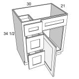 V3021DL - Stellar White - Vanity Combo One Door Base Cabinet with Drawers Left