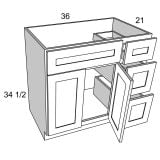 V3621DR - Timeless Sage - Vanity Combo Base Cabinet with Drawers Right - 36"W x 34-1/2"H x 21"D -2D-