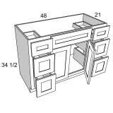 VDDB48 - Stellar White - Vanity Double Drawer Two Door Combo Base Cabinet